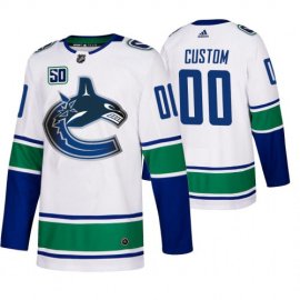 Vancouver Canucks Custom 50th Anniversary Mens White 2019-20 Away Authentic NHL Jersey