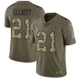 Nike Dallas Cowboys #21 Ezekiel Elliott Olive/Camo Mens Stitched NFL Limited 2017 Salute To Service Jersey