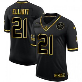 Dallas Cowboys #21 Ezekiel Elliott Mens Nike 2020 Salute To Service Golden Limited NFL Jersey Black