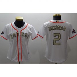 Houston Astros #2 Alex Bregman White 2017 World Series Champions Gold Program Cool Base Womens Stitched MLB Jersey