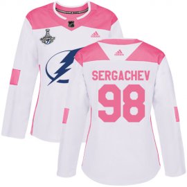 Adidas Tampa Bay Lightning #98 Mikhail Sergachev White/Pink Authentic Fashion Womens 2020 Stanley Cup Champions Stitched NHL Jersey