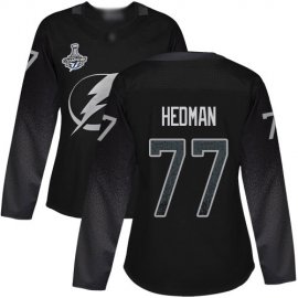 Adidas Tampa Bay Lightning #77 Victor Hedman Black Alternate Authentic Womens 2020 Stanley Cup Champions Stitched NHL Jersey