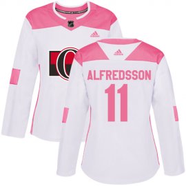 Adidas Ottawa Senators #11 Daniel Alfredsson White/Pink Authentic Fashion Womens Stitched NHL Jersey