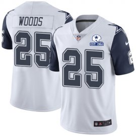 Nike Dallas Cowboys #25 Xavier Woods White Mens Stitched With Established In 1960 Patch NFL Limited Rush Jersey