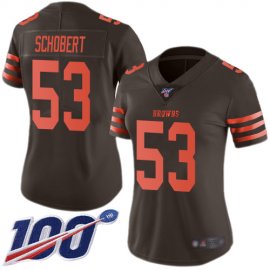 Nike Cleveland Browns #53 Joe Schobert Brown Womens Stitched NFL Limited Rush 100th Season Jersey