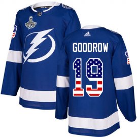 Adidas Tampa Bay Lightning #19 Barclay Goodrow Blue Home Authentic USA Flag 2020 Stanley Cup Champions Stitched NHL Jersey