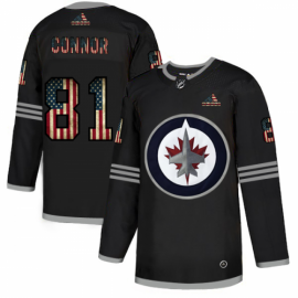 Winnipeg Jets #81 Kyle Connor Adidas Mens Black USA Flag Limited NHL Jersey