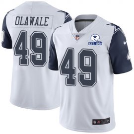 Nike Dallas Cowboys #49 Jamize Olawale White Mens Stitched With Established In 1960 Patch NFL Limited Rush Jersey