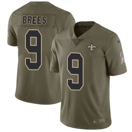 Nike New Orleans Saints #9 Drew Brees Olive Mens Stitched NFL Limited 2017 Salute To Service Jersey