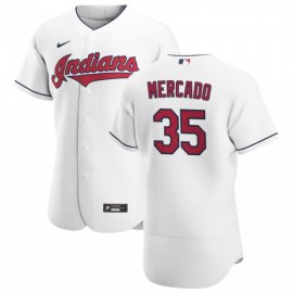 Cleveland Indians #35 Oscar Mercado Mens Nike White Home 2020 Authentic Team MLB Jersey