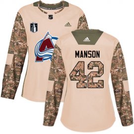 Adidas Colorado Avalanche #42 Josh Manson Camo Womens 2022 Stanley Cup Final Patch Authentic Veterans Day Stitched NHL Jersey Womens
