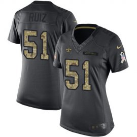 Nike New Orleans Saints #51 Cesar Ruiz Black Womens Stitched NFL Limited 2016 Salute to Service Jersey