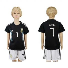 Argentina #7 Icardi Away Kid Soccer Country Jersey