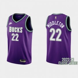 Milwaukee Milwaukee Bucks #22 Khris Middleton Purple Mens Nike NBA 2022-23 Classic Edition Jersey Mens