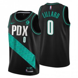 Nike Portland Trail Blazers #0 Damian Lillard Mens 2022-23 City Edition NBA Jersey – Cherry Blossom Black Mens