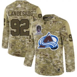 Adidas Colorado Avalanche #92 Gabriel Landeskog Camo 2022 Stanley Cup Champions Authentic Stitched NHL Jersey Mens
