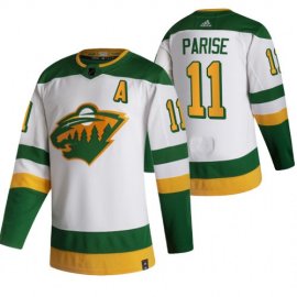 Minnesota Wild #11 Zach Parise White Mens Adidas 2020-21 Reverse Retro Alternate NHL Jersey
