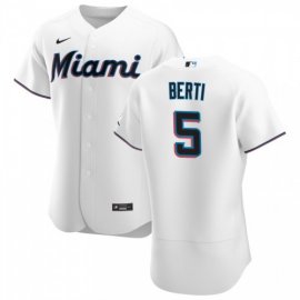 Miami Marlins #5 Jon Berti Mens Nike White Home 2020 Authentic Player MLB Jersey