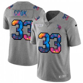 Minnesota Minnesota Vikings #33 Dalvin Cook Mens Nike Multi-Color 2020 NFL Crucial Catch NFL Jersey Greyheather