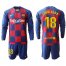Barcelona #18 Jordi Alba Home Long Sleeves Soccer Club Jersey
