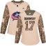 Adidas Columbus Blue Jackets #17 Brandon Dubinsky Camo Authentic 2017 Veterans Day Womens Stitched NHL Jersey