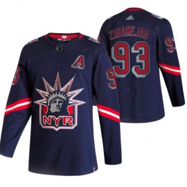 New York Rangers #93 Mika Zibanejad Navy Mens Adidas 2020-21 Reverse Retro Alternate NHL Jersey