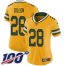 Nike Green Bay Packers #28 AJ Dillon Yellow Womens Stitched NFL Limited Rush 100th Season Jersey