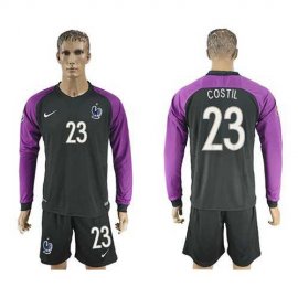 France #23 Costil Black Goalkeeper Long Sleeves Soccer Country Jersey