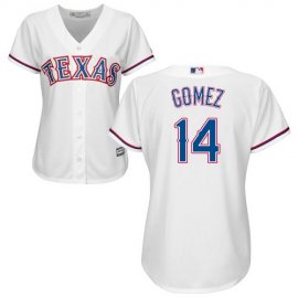Texas Rangers #14 Carlos Gomez White Home Womens Stitched MLB Jersey