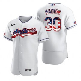 Cleveland Indians #30 Tyler Naquin Mens Nike White Fluttering USA Flag Limited Edition Authentic MLB Jersey