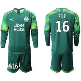 Marseille #16 Pele Army Green Goalkeeper Long Sleeves Soccer Club Jersey