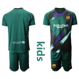Barcelona Blank Green Goalkeeper Kid Soccer Club Jersey