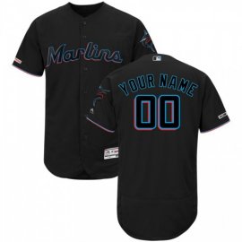 Miami Marlins Majestic Alternate 2019 Authentic Collection Flex Base Custom Jersey Black