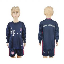 Bayern Munchen Blank Dark Blue Long Sleeves Kid Soccer Club Jersey