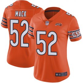 Nike Chicago Bears #52 Khalil Mack Orange Womens Stitched NFL Limited Rush 100th Season Jersey