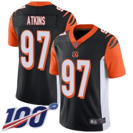 Nike Cincinnati Bengals #97 Geno Atkins Black Team Color Mens Stitched NFL 100th Season Vapor Limited Jersey