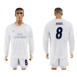Real Madrid #8 Kroos Marine Environmental Protection Home Long Sleeves Soccer Club Jersey