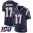 Nike New England Patriots #17 Antonio Brown Navy Blue Team Color Mens Stitched NFL 100th Season Vapor Limited Jersey