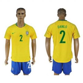 Brazil #2 Danilo Home Soccer Country Jersey