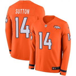 Nike Denver Broncos #14 Courtland Sutton Orange Team Color Mens Stitched NFL Limited Therma Long Sleeve Jersey