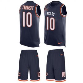 Nike Chicago Bears #10 Mitchell Trubisky Navy Blue Team Color Mens Stitched NFL Limited Tank Top Suit Jersey