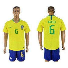 Brazil #6 Marcelo Home Soccer Country Jersey