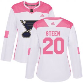 Adidas St. Louis Blues #20 Alexander Steen White/Pink Authentic Fashion Womens Stitched NHL Jersey