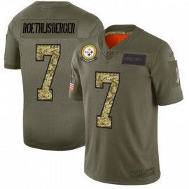 Pittsburgh Steelers #7 Ben Roethlisberger Mens Nike 2019 Olive Camo Salute To Service Limited NFL Jersey