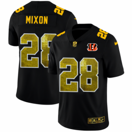 Cincinnati Cincinnati Bengals #28 Joe Mixon Mens Black Nike Golden Sequin Vapor Limited NFL Jersey
