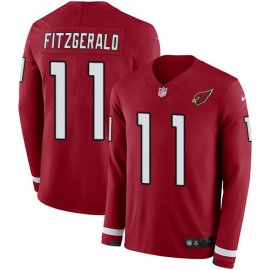 Nike Arizona Cardinals #11 Larry Fitzgerald Red Team Color Mens Stitched NFL Limited Therma Long Sleeve Jersey