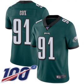 Nike Philadelphia Eagles #91 Fletcher Cox Midnight Green Team Color Mens Stitched NFL 100th Season Vapor Limited Jersey