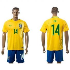 Brazil #14 Gil Home Soccer Country Jersey