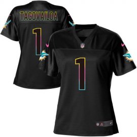 Nike Miami Dolphins #1 Tua Tagovailoa Black Womens NFL Fashion Game Jersey