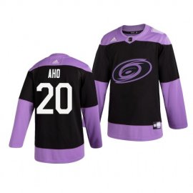 Carolina Hurricanes #20 Sebastian Aho Adidas Mens Hockey Fights Cancer Practice NHL Jersey Black